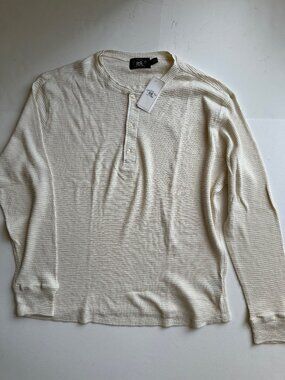 Double RL Ralph Lauren Waffle Knit Henley - Cream - XL (NWT)